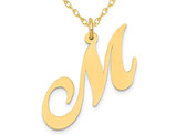 10K Yellow Gold Fancy Script Initial -M- Pendant Necklace Charm with Chain